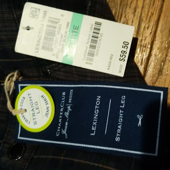 Charter Club, new tummy slimming straight leg black and brown pant, 8P, NWT - Picture 6 of 9